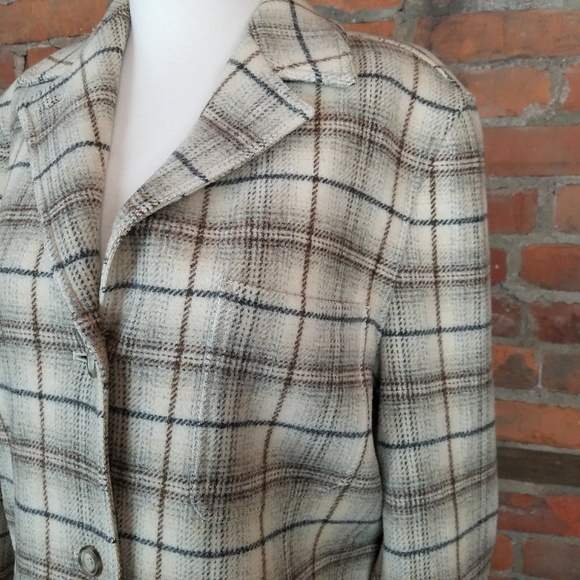 Armani Jeans Womens Blazer Ivory W/ Gray Brown - Picture 3 of 8